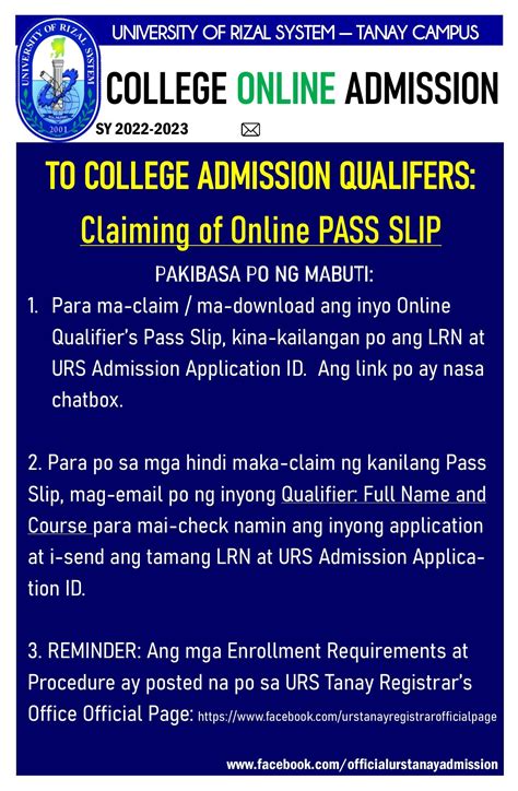 urs pass slip|URS ONLINE ADMISSION.
